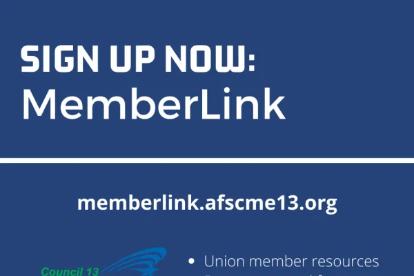 graphic promoting MemberLink platform for AFSCME Council 13 members