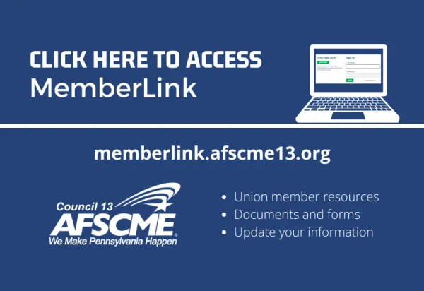 graphic promoting MemberLink platform for AFSCME Council 13 members