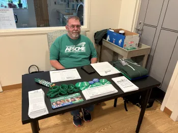 afscme members at information table