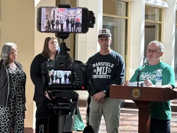 afscme member speaking at press conference